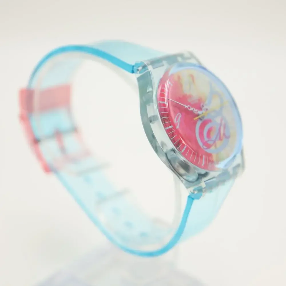 Swatch Bouquet Pour Maman Blue Pink 34mm Womens Watch Swiss Made w New Battery